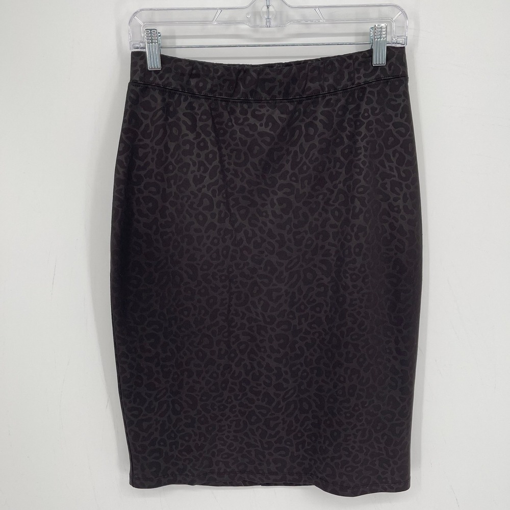 Xhilaration Women's Black Leopard Print Elastic Waist Pencil Skirt Size M